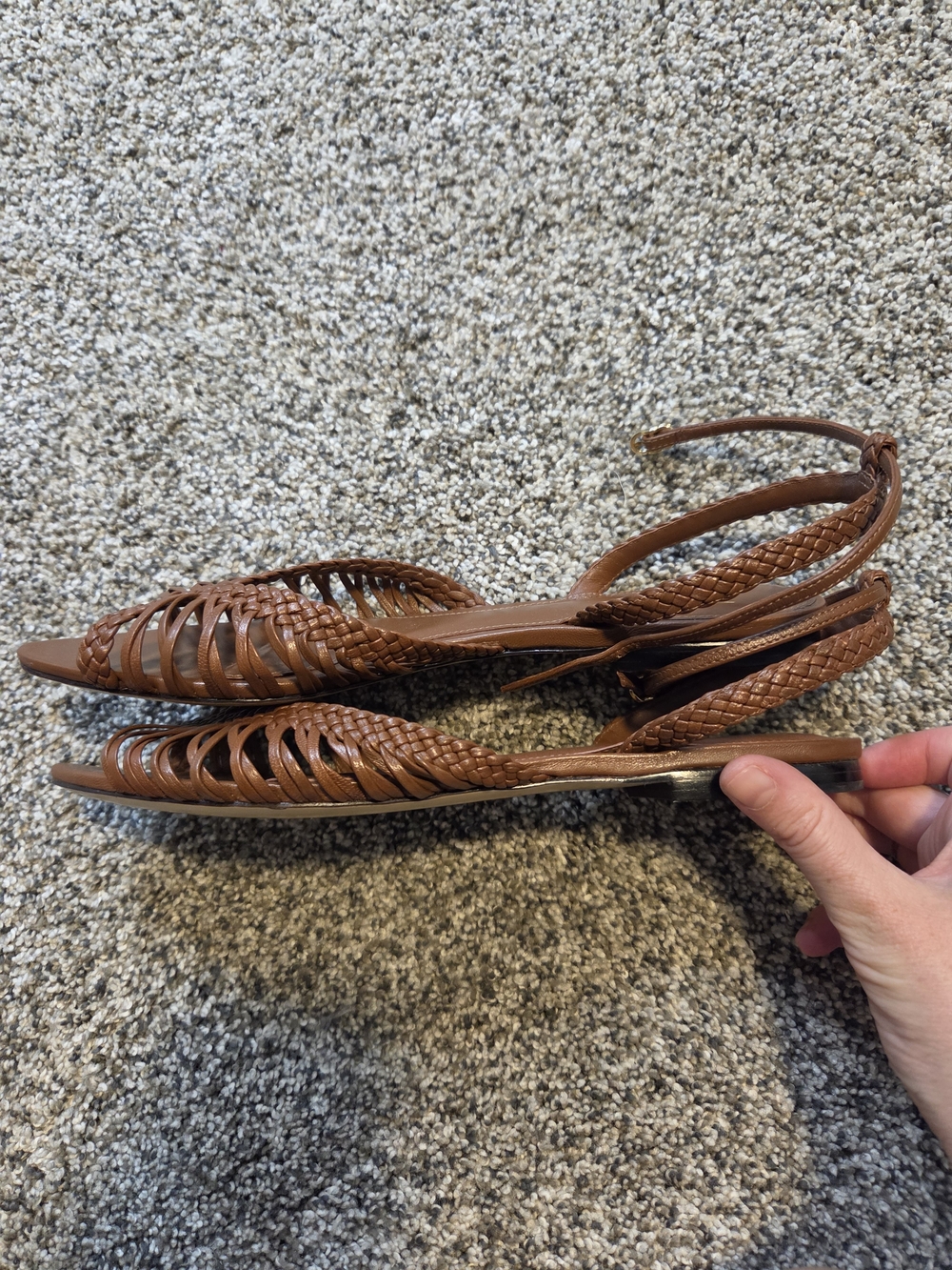 Alexandre Birman Brown Braided Leather Flat Sandals with Ankle Straps